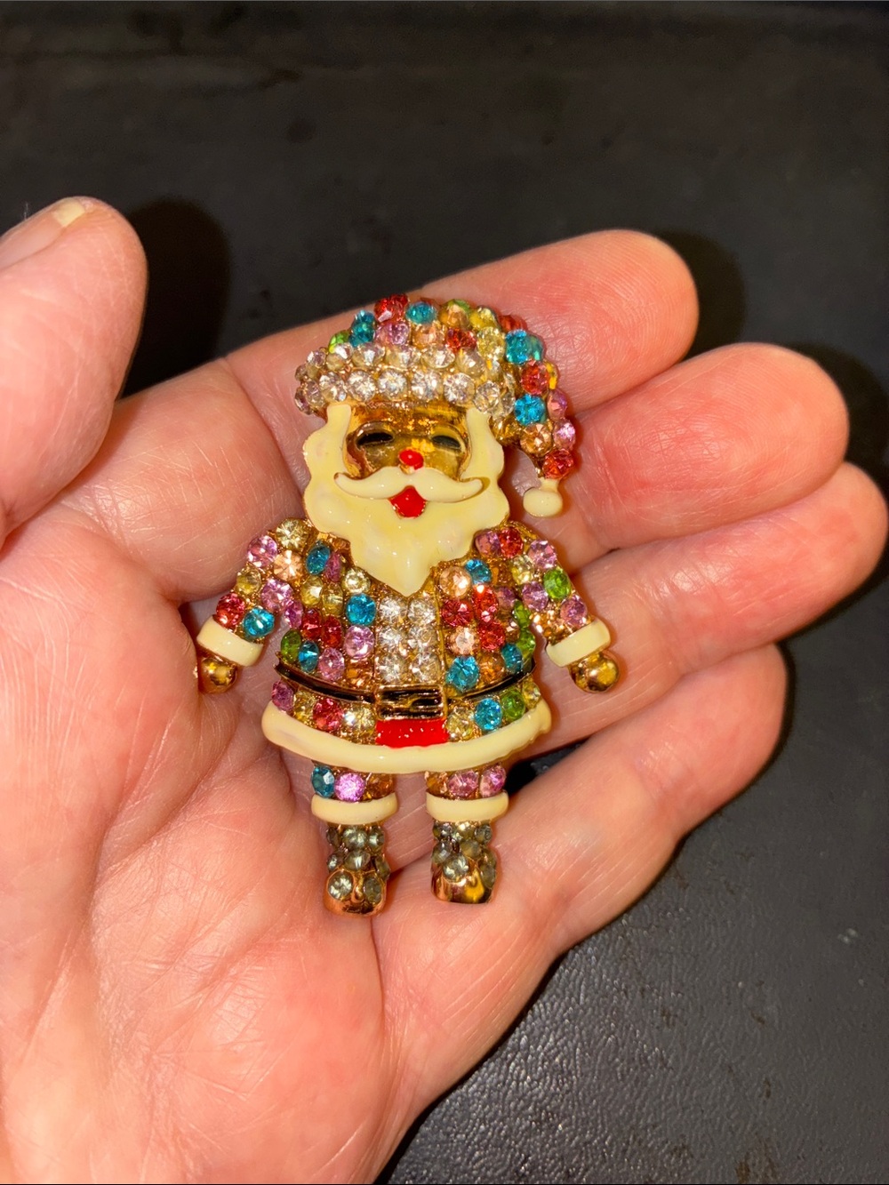 Multicolor Crystal Santa Claus Brooch - Festive Holiday Pin